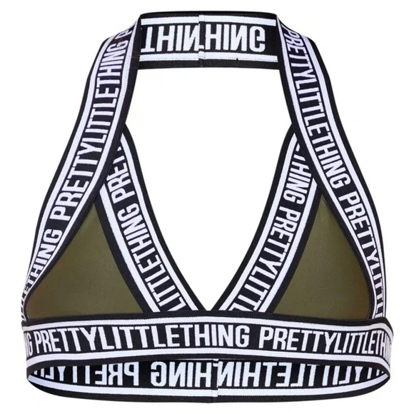 Pretty Little Thing Army Green Bandage Style Crop Top Bikini Top - Picture 6 of 6